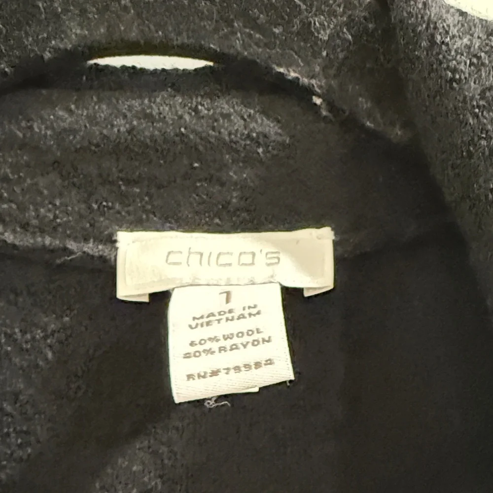 Chico’s  Black Women's Sweater Coat w/fringe sz 1 sx m